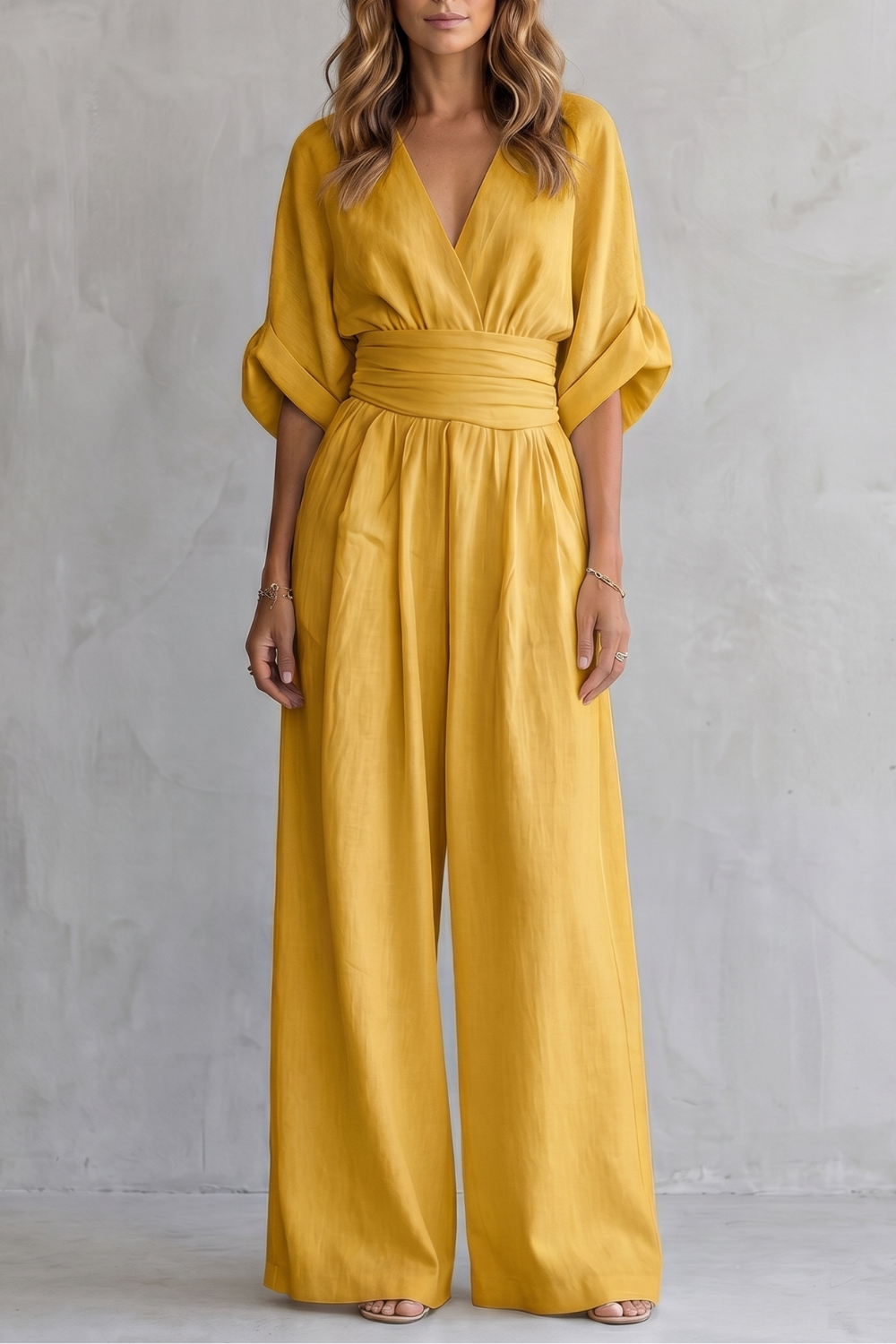 Draped Waist Wide-Leg Jumpsuit