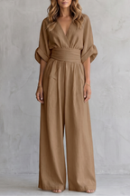 Draped Waist Wide-Leg Jumpsuit