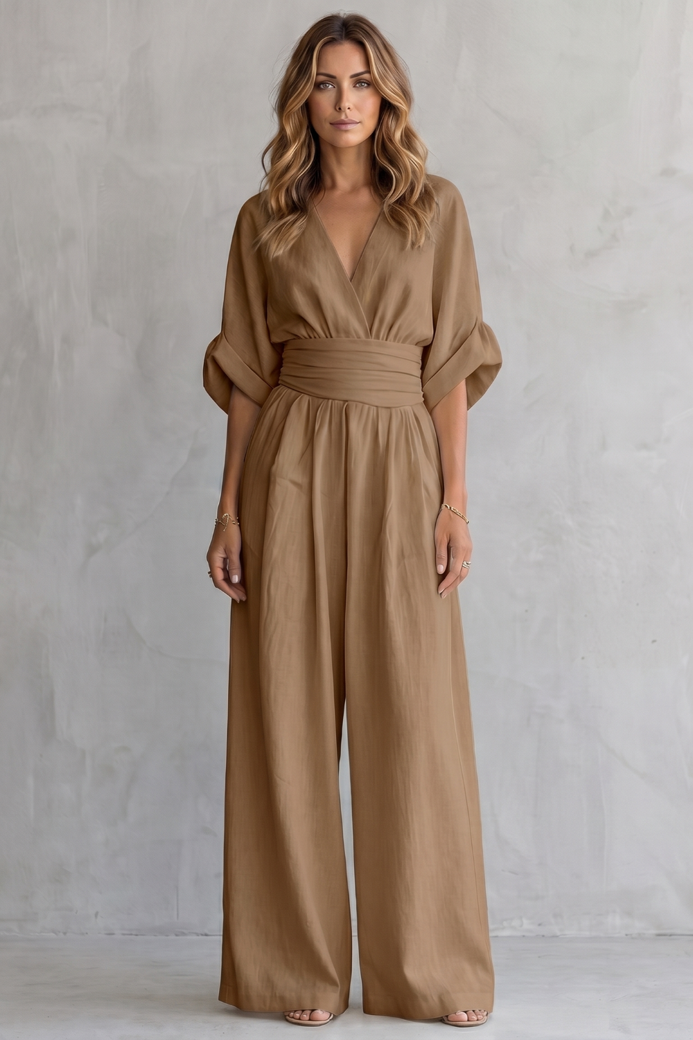 Draped Waist Wide-Leg Jumpsuit