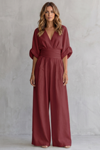 Draped Waist Wide-Leg Jumpsuit