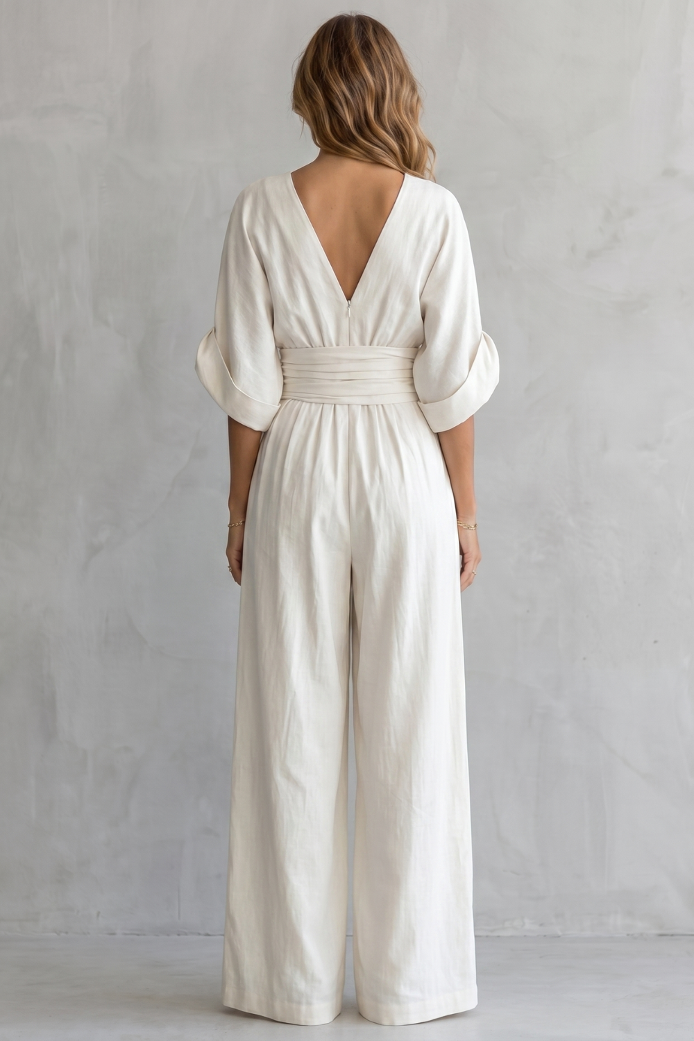 Draped Waist Wide-Leg Jumpsuit