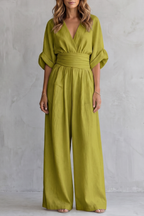 Draped Waist Wide-Leg Jumpsuit