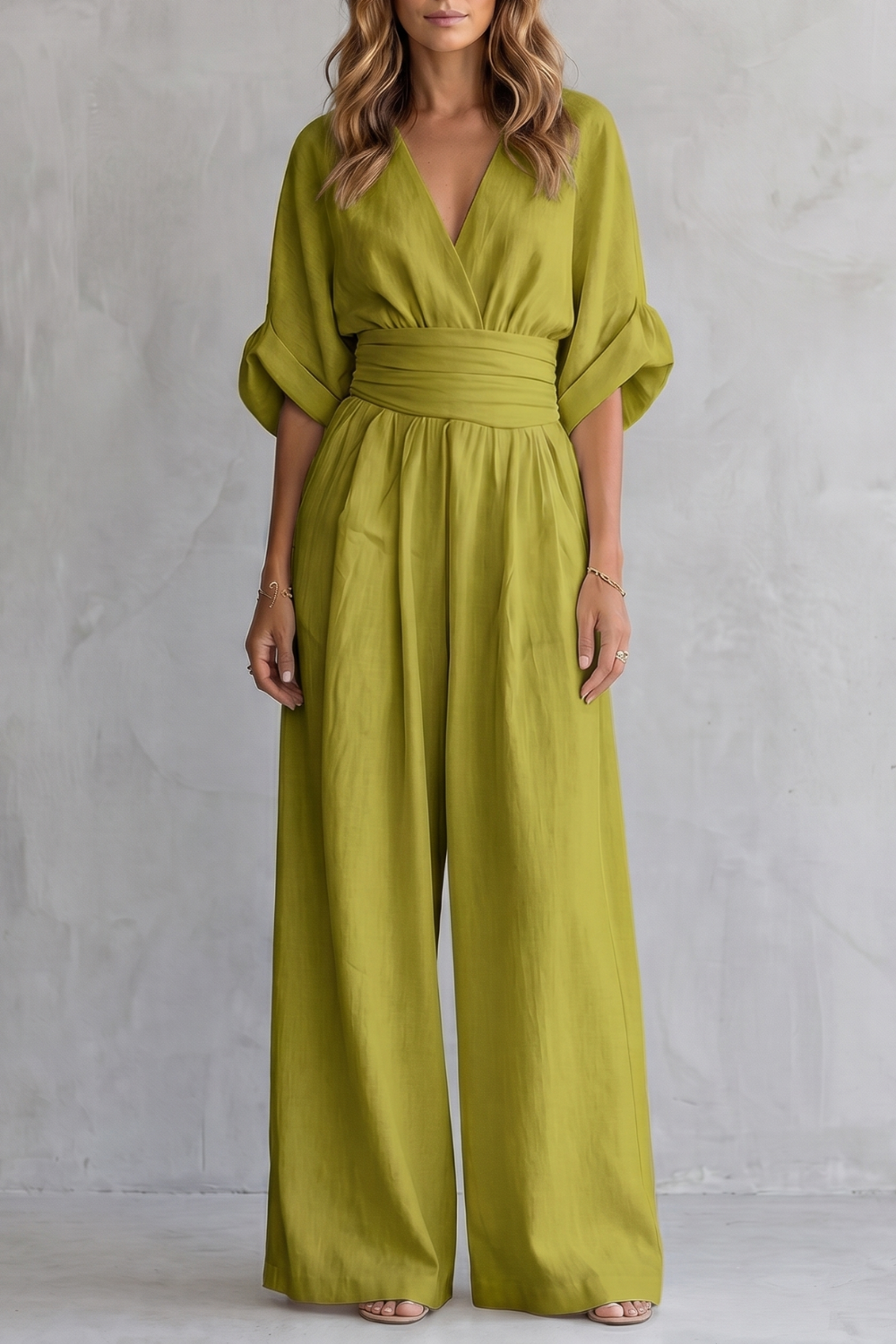 Draped Waist Wide-Leg Jumpsuit