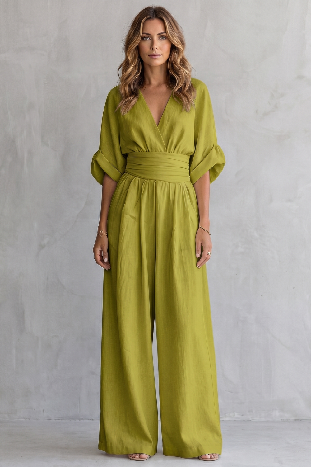 Draped Waist Wide-Leg Jumpsuit