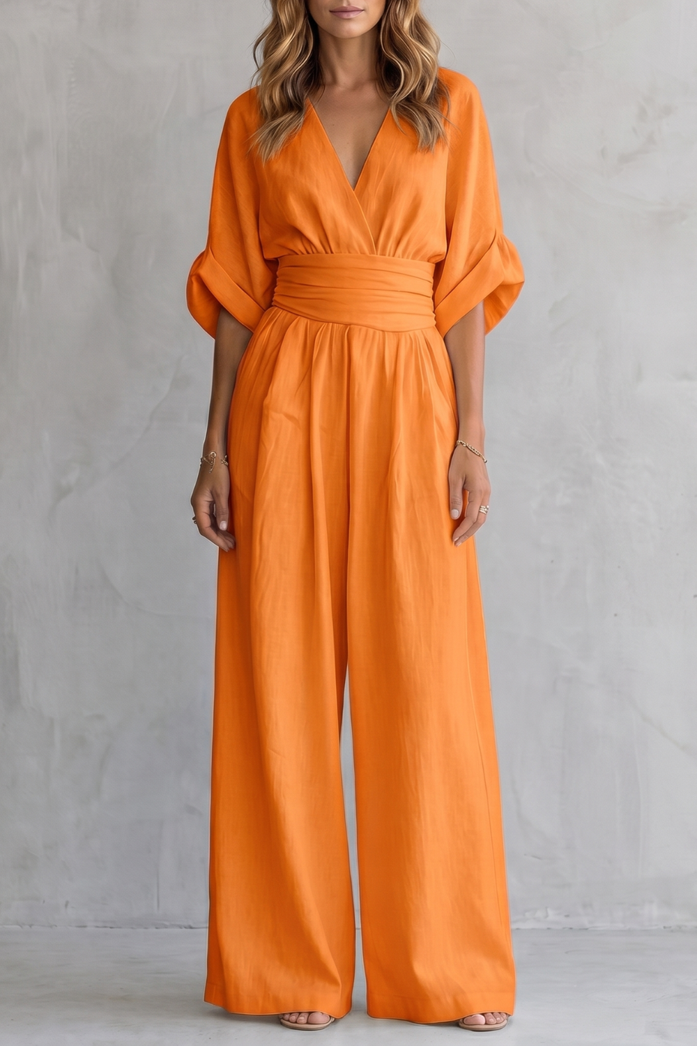 Draped Waist Wide-Leg Jumpsuit