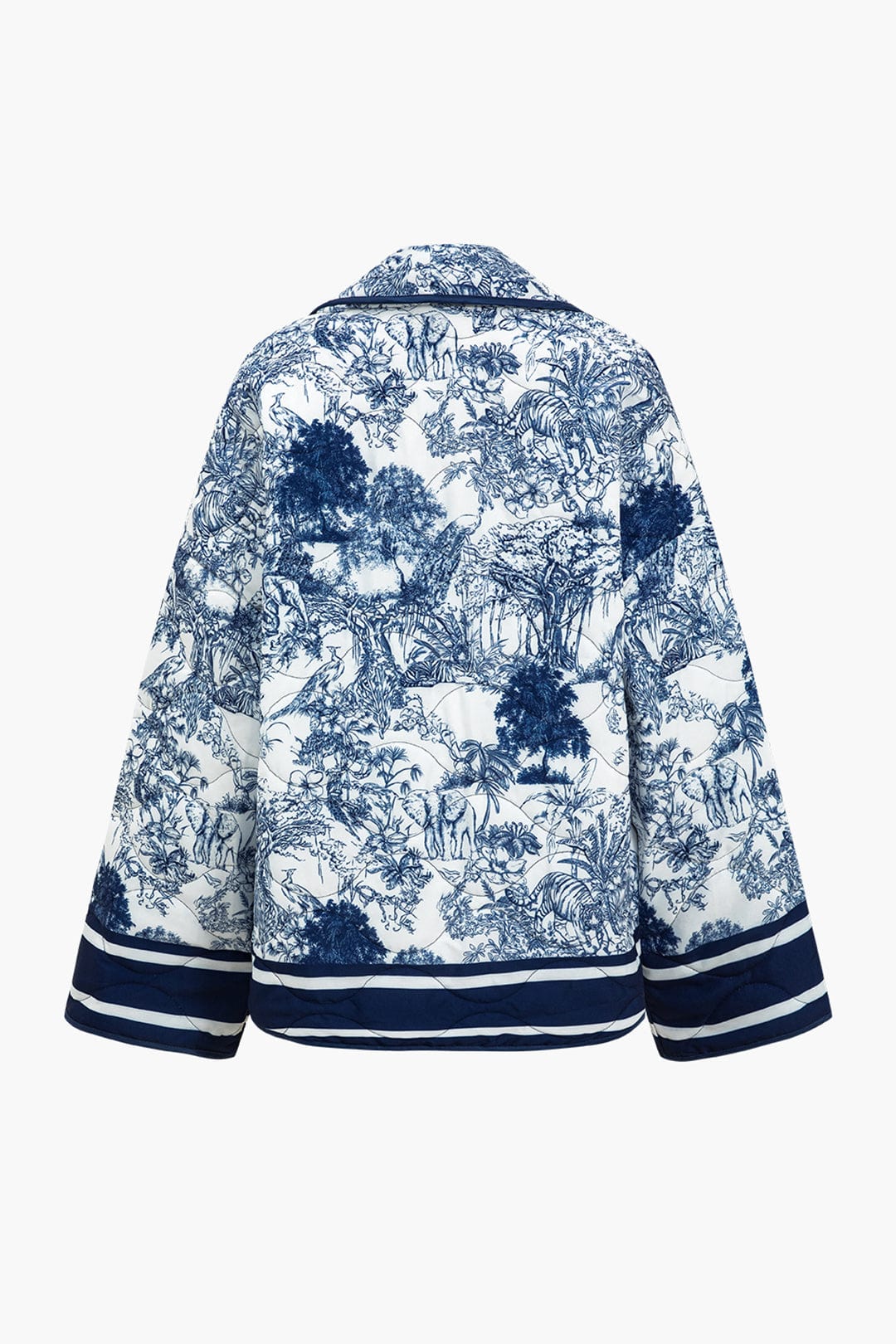 Floral Print Quilted Jacket in Blue – Artistic Design