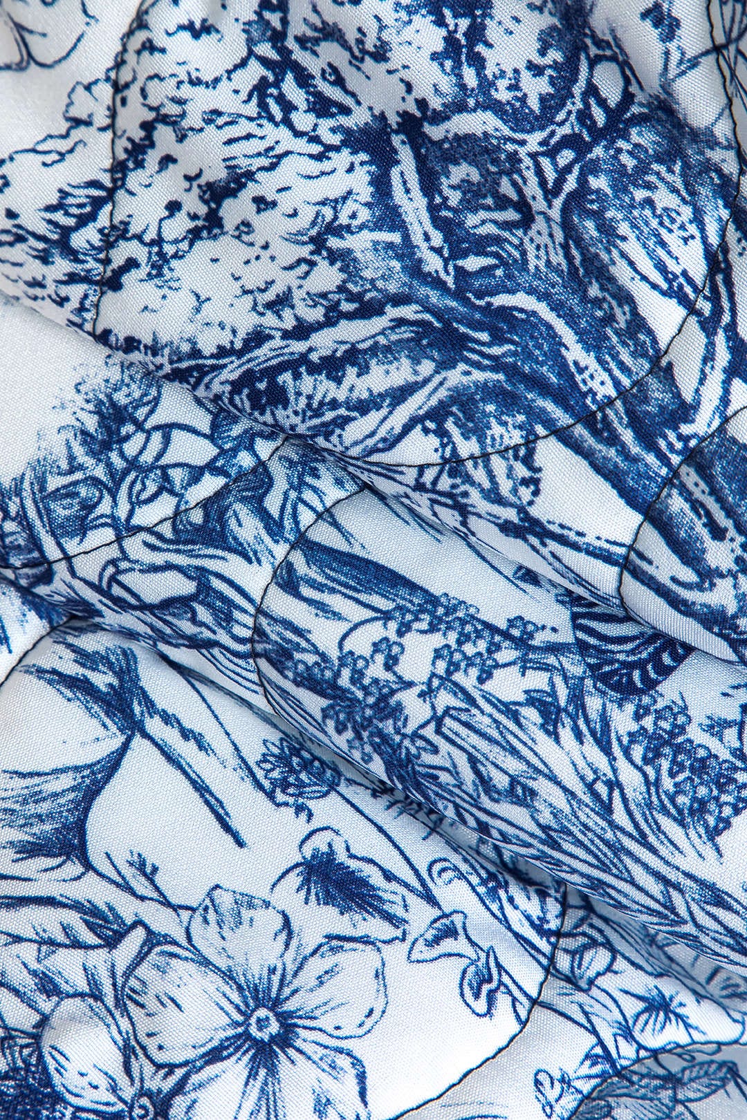 Floral Print Quilted Jacket in Blue – Artistic Design