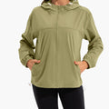 Women's Lightweight Hooded Zip-Up Sports Jacket with Adjustable Drawcords