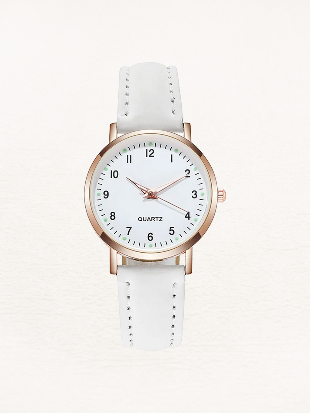 Women's Rose Gold Quartz Watch with Slim Leather Strap