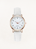 Women's Rose Gold Quartz Watch with Slim Leather Strap