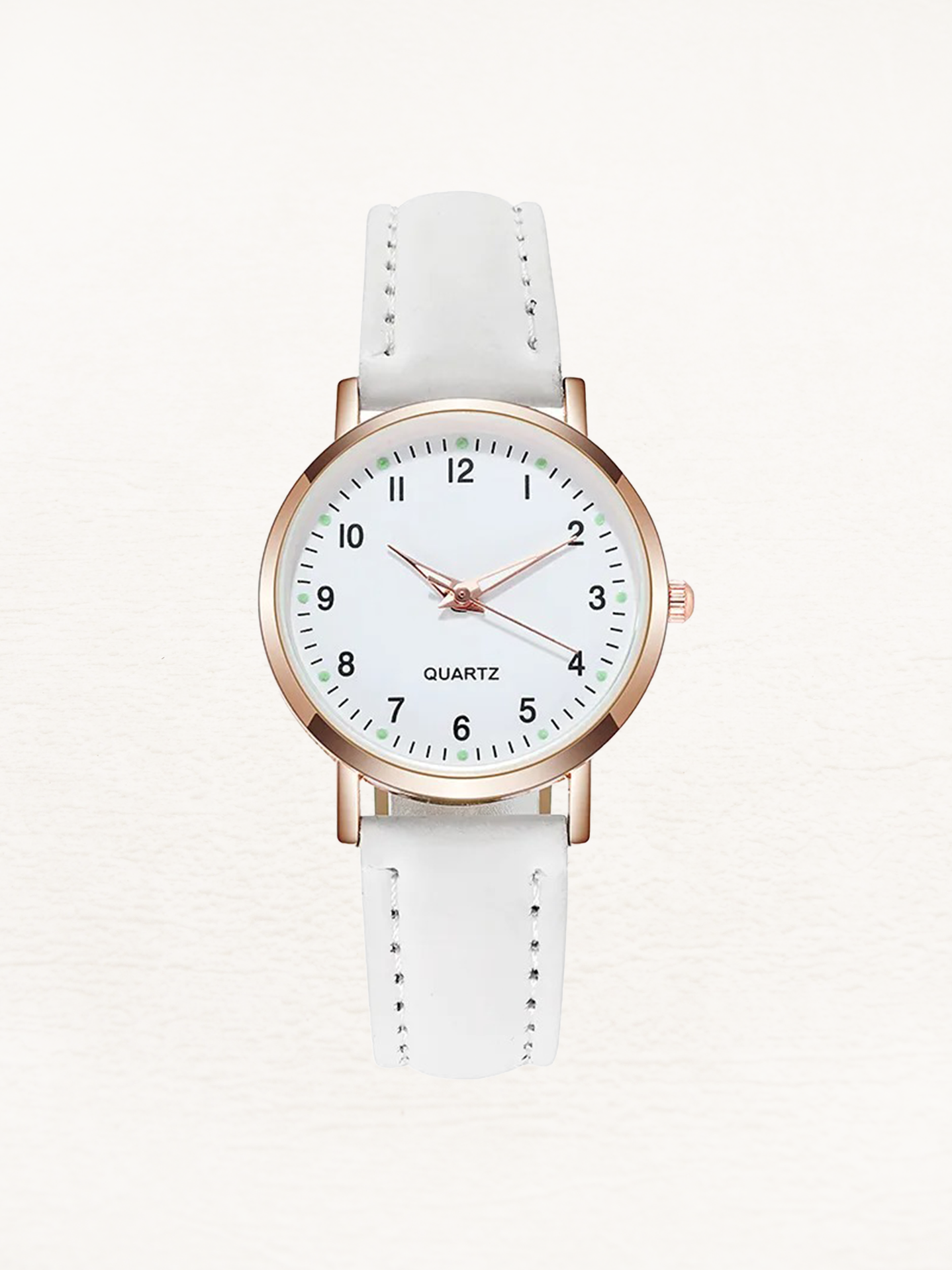 Women's Rose Gold Quartz Watch with Slim Leather Strap