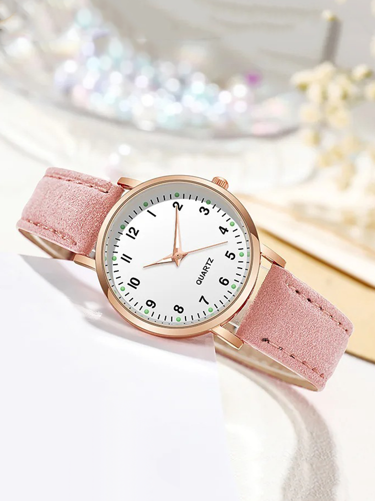 Women's Rose Gold Quartz Watch with Slim Leather Strap