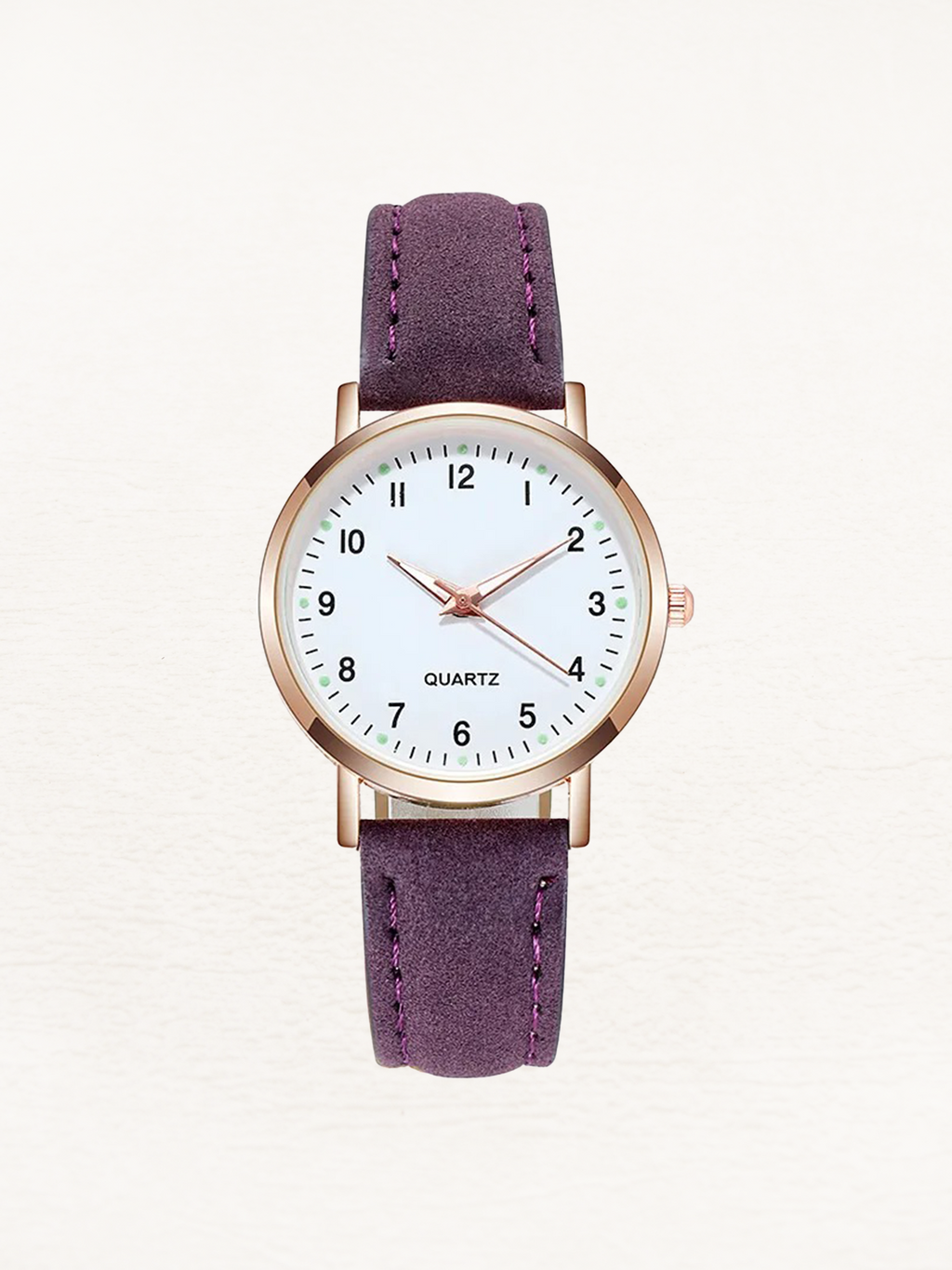 Women's Rose Gold Quartz Watch with Slim Leather Strap
