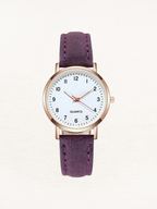 Women's Rose Gold Quartz Watch with Slim Leather Strap