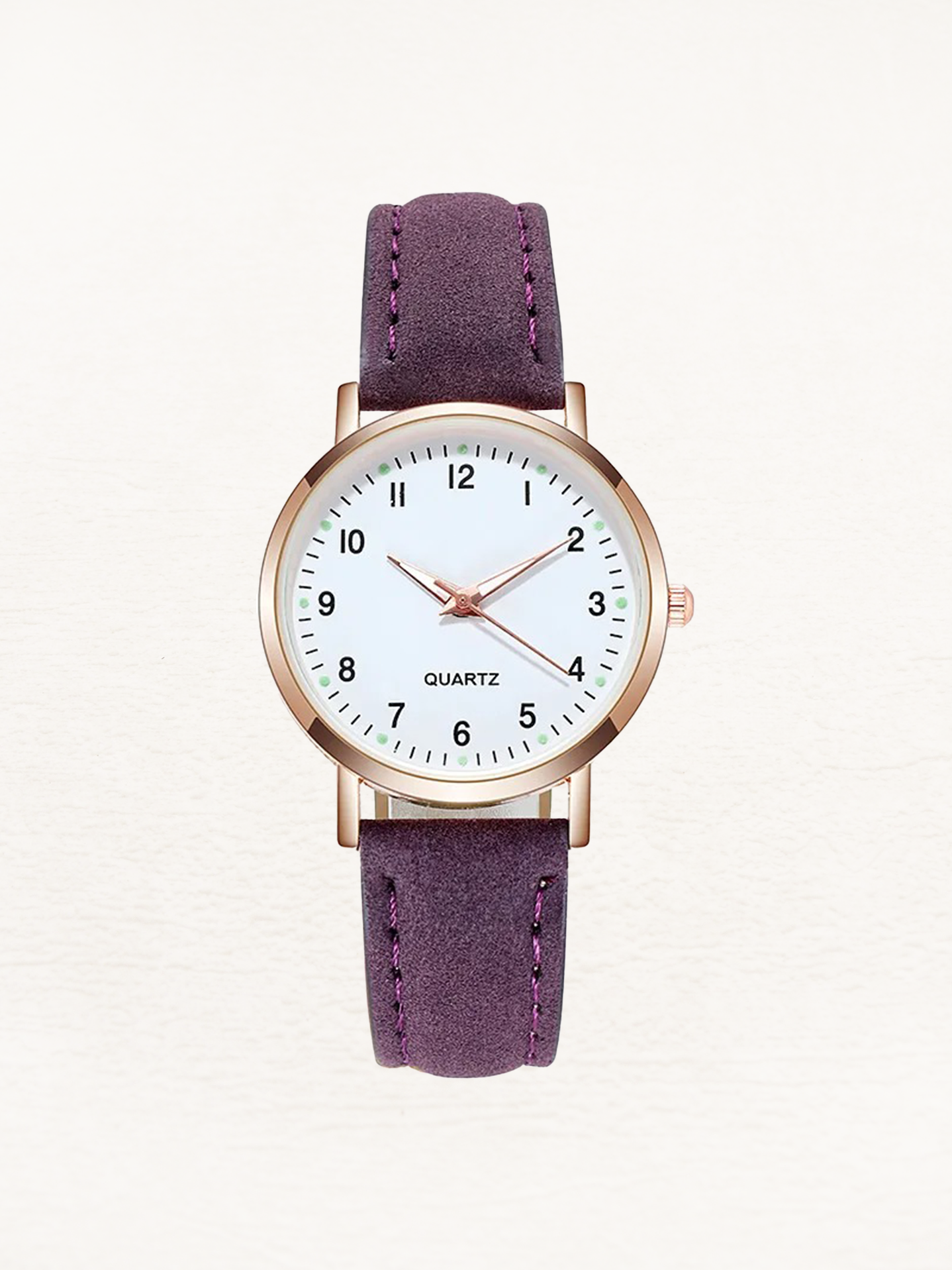 Women's Rose Gold Quartz Watch with Slim Leather Strap