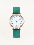 Women's Rose Gold Quartz Watch with Slim Leather Strap