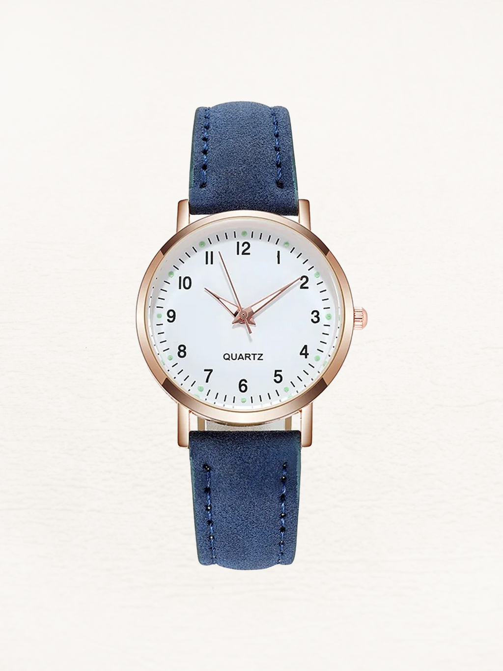 Women's Rose Gold Quartz Watch with Slim Leather Strap