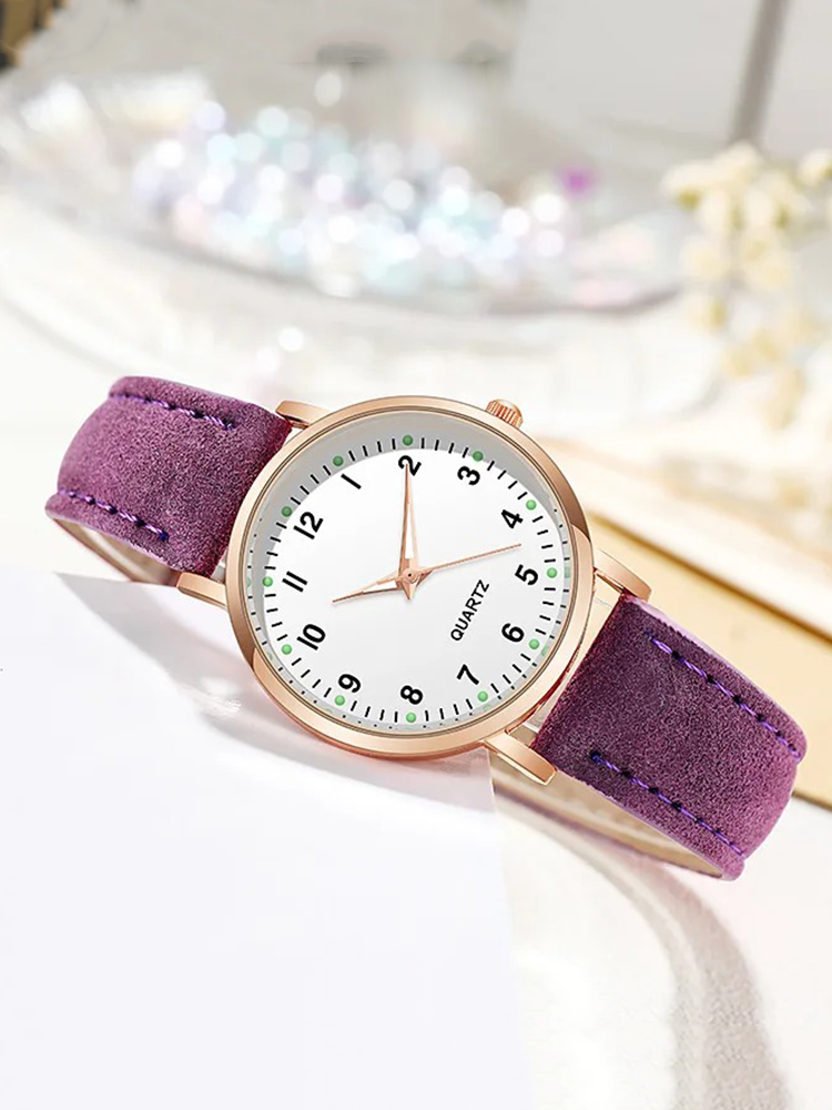 Women's Rose Gold Quartz Watch with Slim Leather Strap