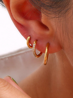 Gold Zirconia Huggie Hoop Earrings – Crystal Pavé Hoops (10–16 mm)