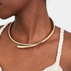 Open Collar Choker Necklace – Punk Metal Statement Torque