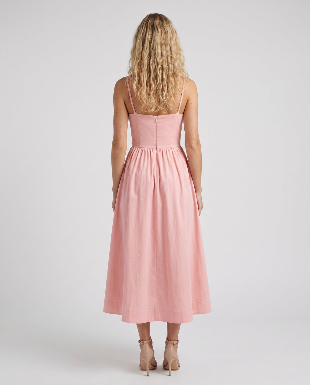 Spaghetti Strap Low Back Midi Dress
