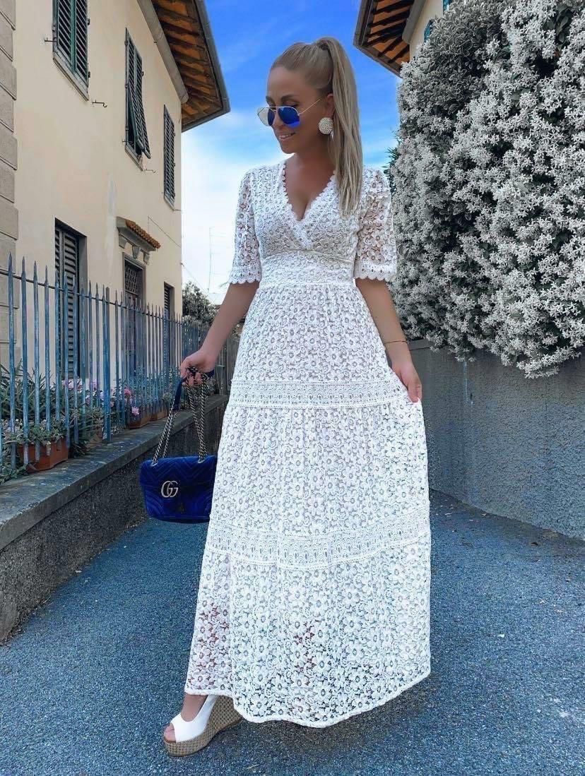 Italian Lace Design Lightweight Breathable Summer Dress | Meave & Ivy