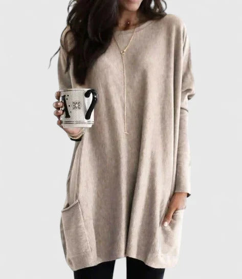 Women's Longline Sweater Tunic – Relaxed Long-Sleeve Style