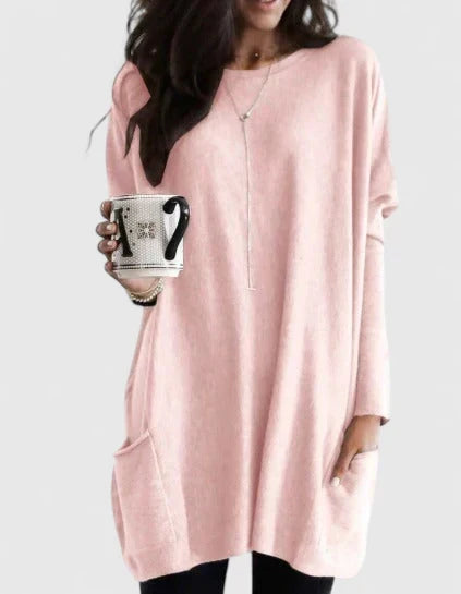 Women's Longline Sweater Tunic – Relaxed Long-Sleeve Style
