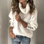 Comfort Roll Neck Jumper with Button Cuff Detail
