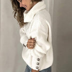 Comfort Roll Neck Jumper with Button Cuff Detail