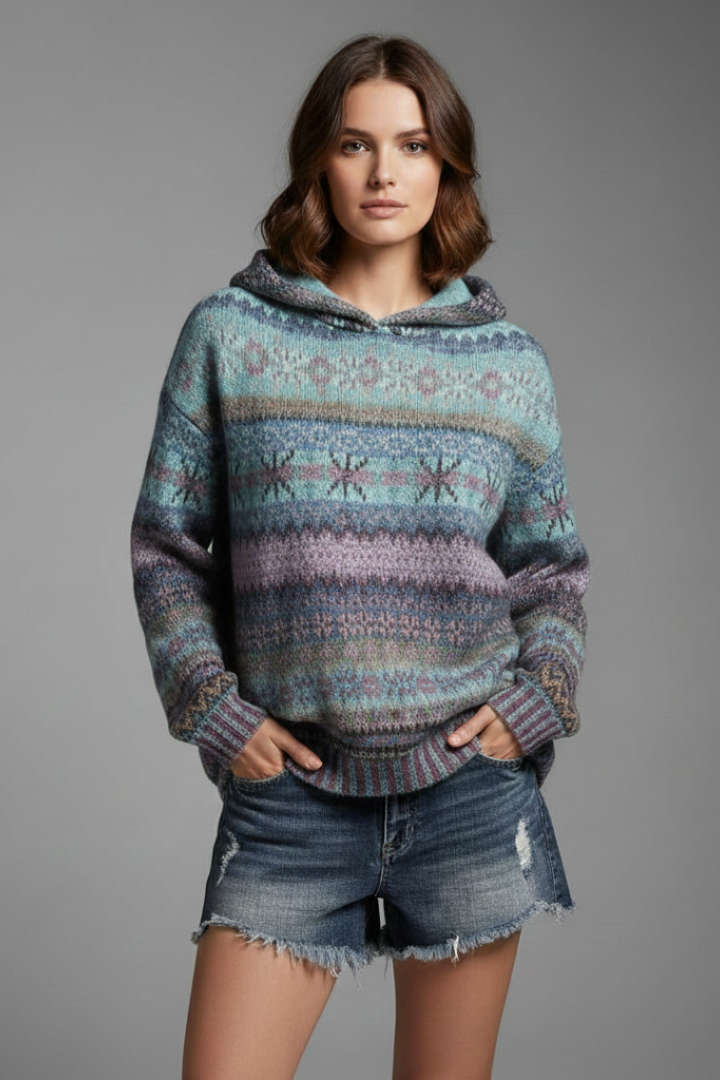 Women's Hooded Hoodie – Cosy Season Essential in Blue or Brown