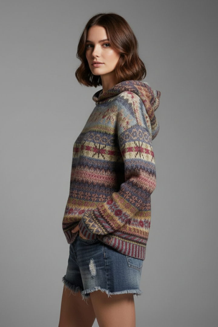 Women's Hooded Hoodie – Cosy Season Essential in Blue or Brown