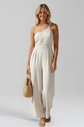 Women's One-Shoulder Wide-Leg Jumpsuit – Tailored Summer Style for Casual Days and Elegant Evening Occasions