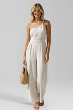 Women's One-Shoulder Wide-Leg Jumpsuit – Tailored Summer Style for Casual Days and Elegant Evening Occasions