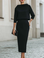 Boat-Neck Top and Midi Skirt Set – Polished Co-Ord