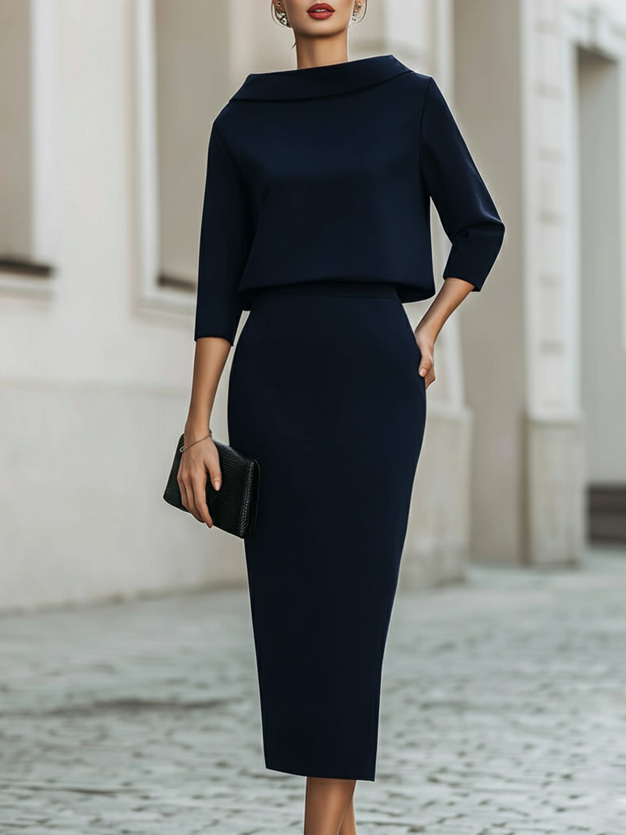 Boat-Neck Top and Midi Skirt Set – Polished Co-Ord