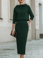 Boat-Neck Top and Midi Skirt Set – Polished Co-Ord