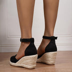 Women's Espadrille Wedge Sandals with Ankle Strap