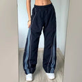 Women's Side-Stripe Track Trousers – Relaxed Elastic-Waist Sportswear
