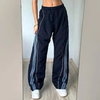 Women's Side-Stripe Track Trousers – Relaxed Elastic-Waist Sportswear