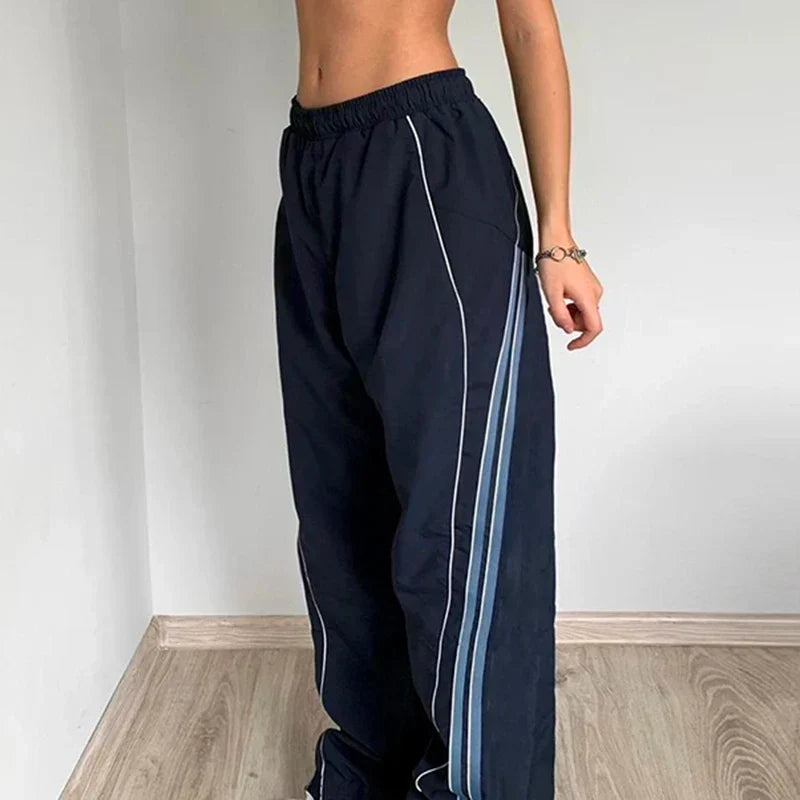 Women's Side-Stripe Track Trousers – Relaxed Elastic-Waist Sportswear