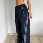 Women's Side-Stripe Track Trousers – Relaxed Elastic-Waist Sportswear