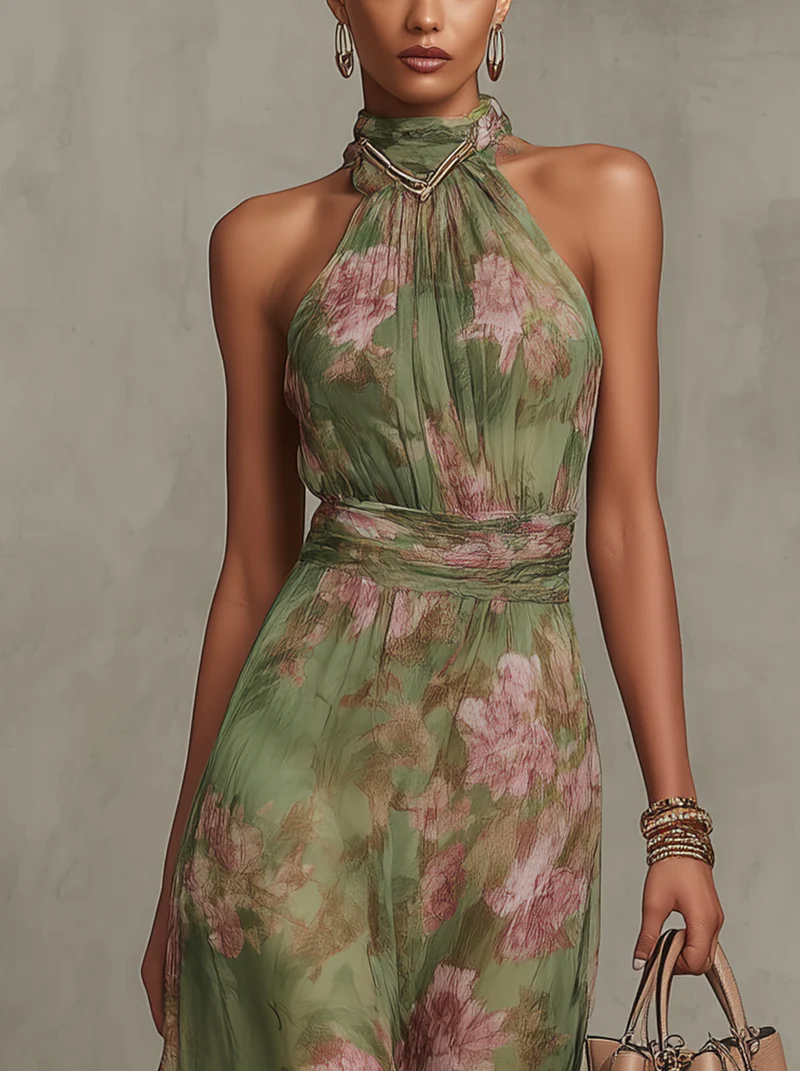 Floral Halterneck Summer Dress – Casual Occasion Dress | Meave & Ivy