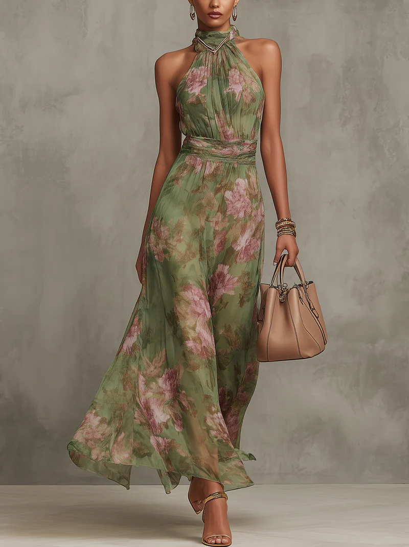 Floral Halterneck Summer Dress – Casual Occasion Dress | Meave & Ivy
