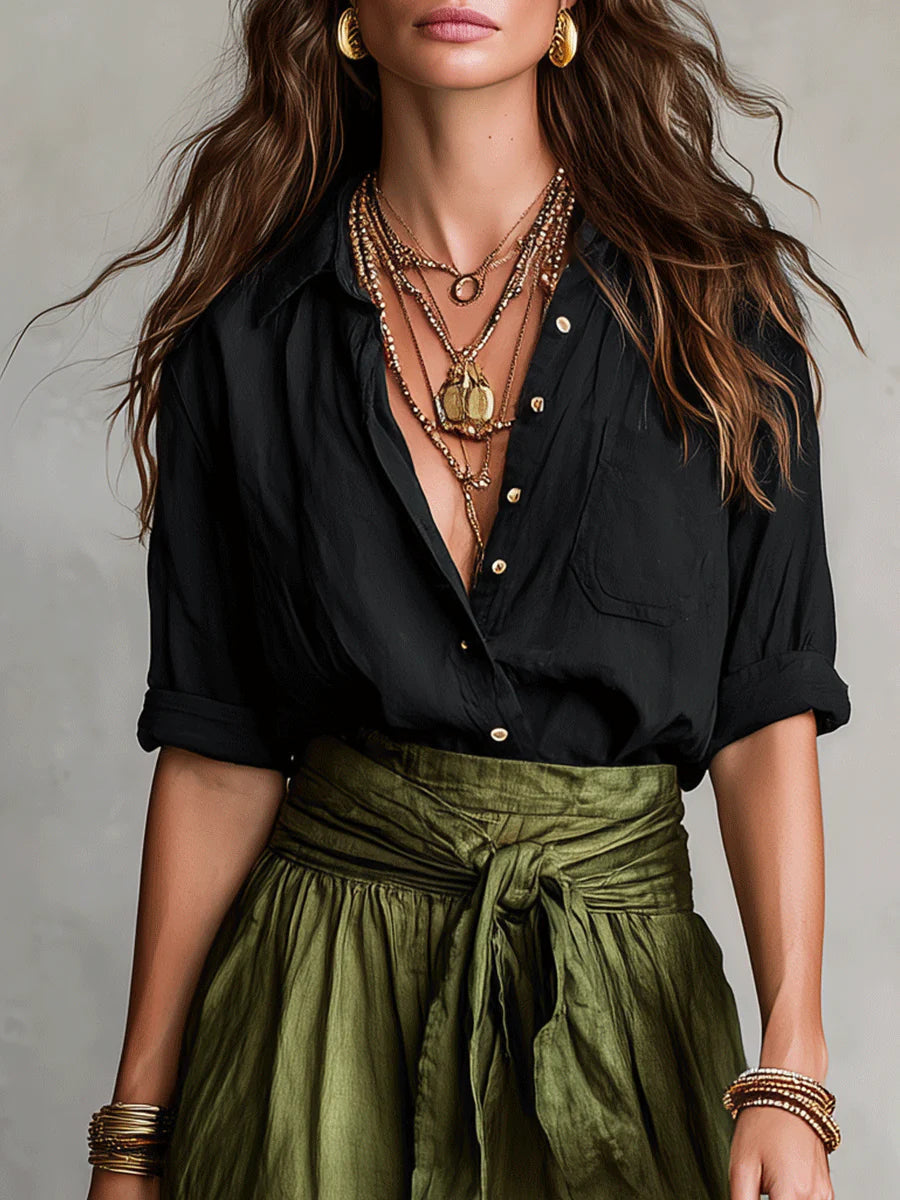 Nicole | Women's Summer Collar Two-Piece Midi Dress | Meave & Ivy