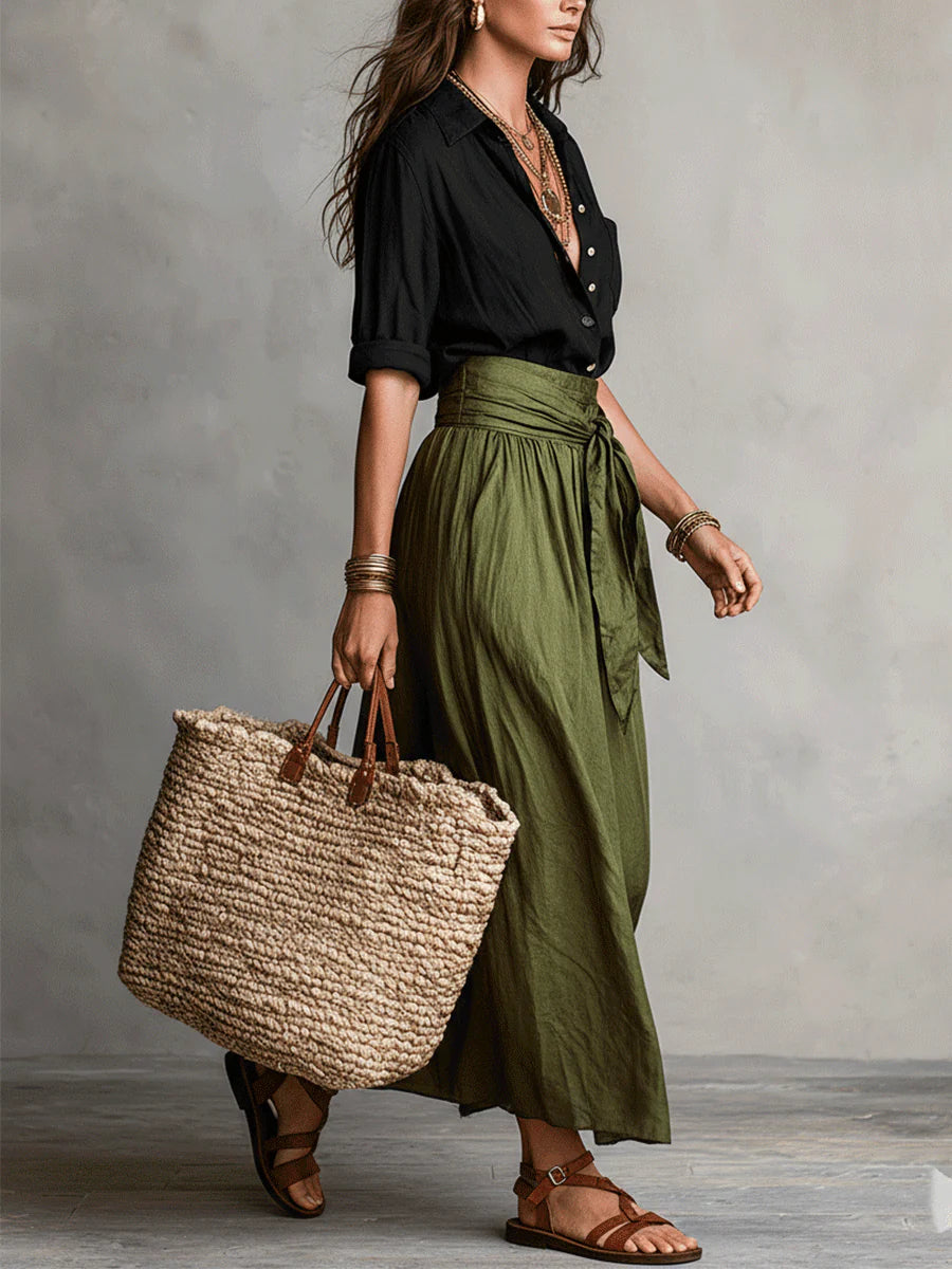 Nicole | Women's Summer Collar Two-Piece Midi Dress | Meave & Ivy