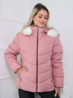 Padded Winter Coat with Faux Fur Hood – Sizes to 6XL