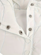 Hooded Padded Jacket with Half-Zip and Buttons
