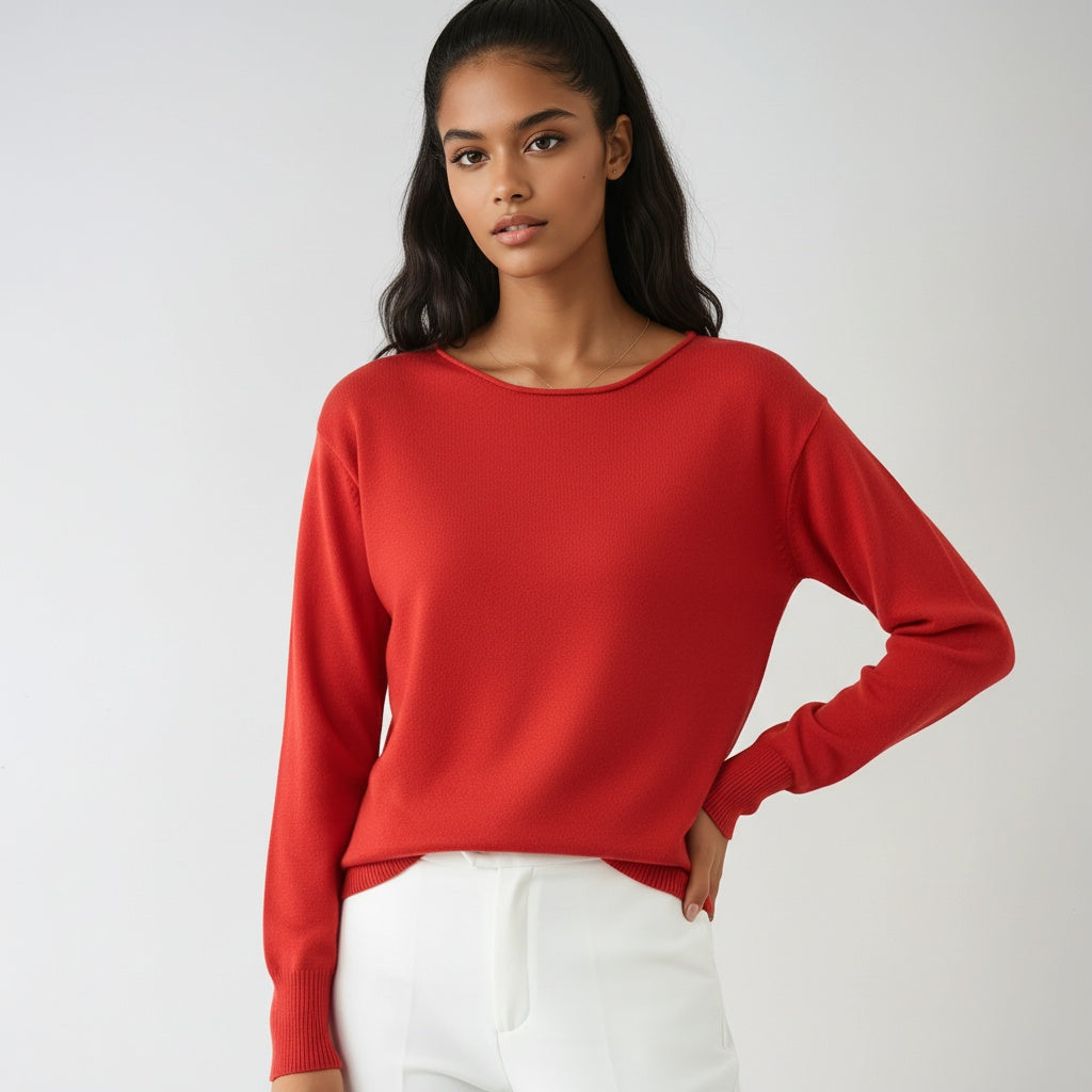 Fine Knit Round Neck Jumper – Soft Everyday Knit in 7 Colours