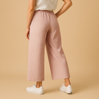 Women's Striped Wide-Leg Summer Trousers – Cropped Elastic-Waist Style with Pockets for Casual Holidays Travel and Everyday Warm-Weather Wear